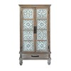 55.12" Wood 2-Door 1-Drawer Tall Tower Storage Cabinet with Distressed Design for Kitchen, Living Room, or Dining - 4 of 4