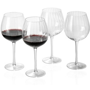Slickblue Balloon Bowl Design Ribbed Optic Wine Glasses - 23 oz - Set of 4 - 1 of 4