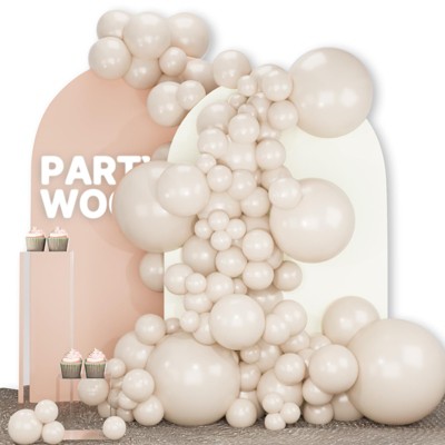 PartyWoo Balloons White Sand Ivory Cream 18 12 10 5 Inch 142 pcs