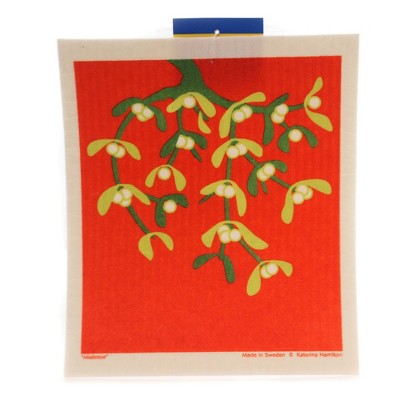 Swedish Dish Cloth 8.0" Mistletoe. Christmas Absorbent  -  Kitchen Towel
