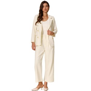 INSPIRE CHIC Women's 2 Piece Long Sleeve Notched Lapel with Pockets Dressy Business Blazer Pant Suits - 1 of 4