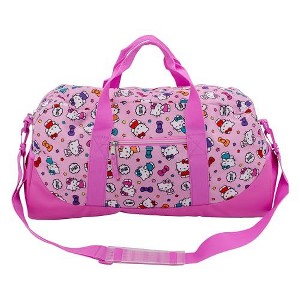 Hello Kitty Duffle Bag, 16" Travel Sleepover Bag for Girls, Weekender Bag, Pink Dance Bag - 1 of 4