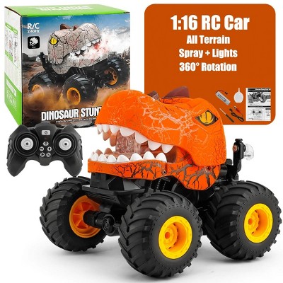 INFURNIC Toy Vehicles Crack Dinosaur Stunt Car Ultimate Action Toy for Kids Thrilling Adventure Play, Orange, 6.63"*7.02"*7.02"