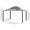 10' x 10' Hardtop Gazebo, Pavilion Gazebo with Curtains, Nettings, Aluminum Frame, Hooks, for Garden, Patio - 3 of 4