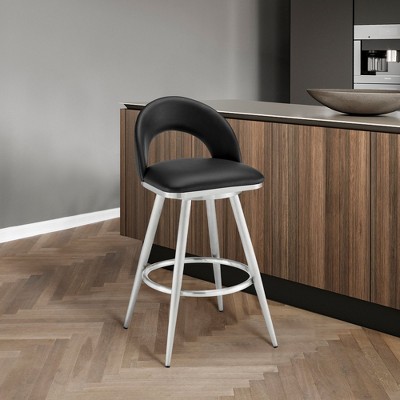 PAGED Swivel Bar Stools Faux Leather Counter Stools with Footrest, Island Chairs for Home Pub
