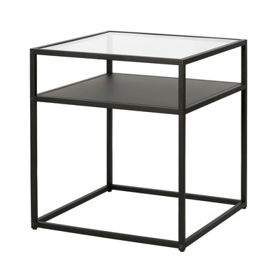 Bronzed Blackened Metal & Glass 20" Square End Table