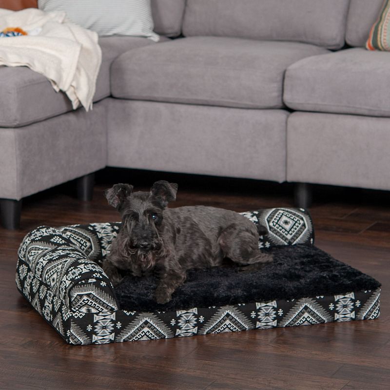 FurHaven Southwest Kilim Deluxe Chaise Lounge Orthopedic Sofa-Style Dog Bed, 3 of 4