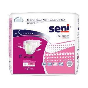 Seni Super Quatro Adult Incontinence Brief S Heavy Absorbency Breathable / Overnight, S-SM12-BQ1, Severe - 1 of 4
