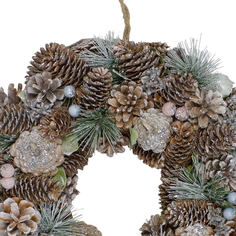 Northlight Glittered Pine Cones and Berries Artificial Christmas Wreath, 13-Inch, Unlit, 4 of 6
