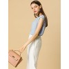 Allegra K Women's Work Business Pleated Round Neck Chiffon Cap Sleeve Casual Blouse - 4 of 4