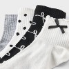 Women's Lettuce Edge Applique Bow & Polka Dots 4pk Ribbed Ankle Socks - Ivory/Heather Gray/Black 4-10 - 3 of 3