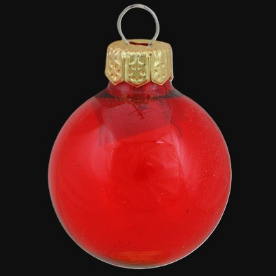 Set of 12 Clear Red Glass Christmas Ornaments