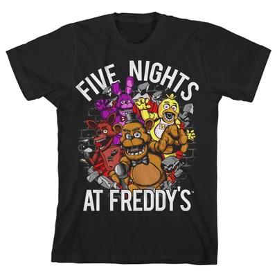 Seven Times Six Five Nights At Freddy's Shirt Boy's Chica Foxy Bonnie Short Sleeve Tee Black
