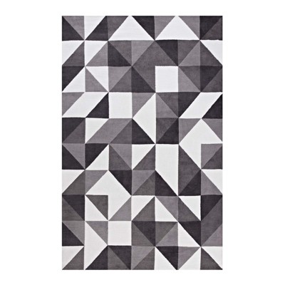Modway Kahula Geometric Triangle Mosaic 8x10 Area Rug In Black, Gray and White
