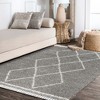 Mercer Shag Plush Tassel Moroccan Geometric Trellis Area Rug - JONATHAN Y - image 3 of 4