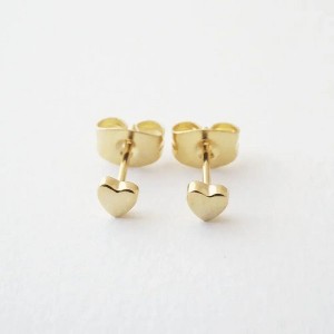 Mini Heart Stud Earrings in Gold, Rose Gold, Silver - Honeycat - 1 of 4