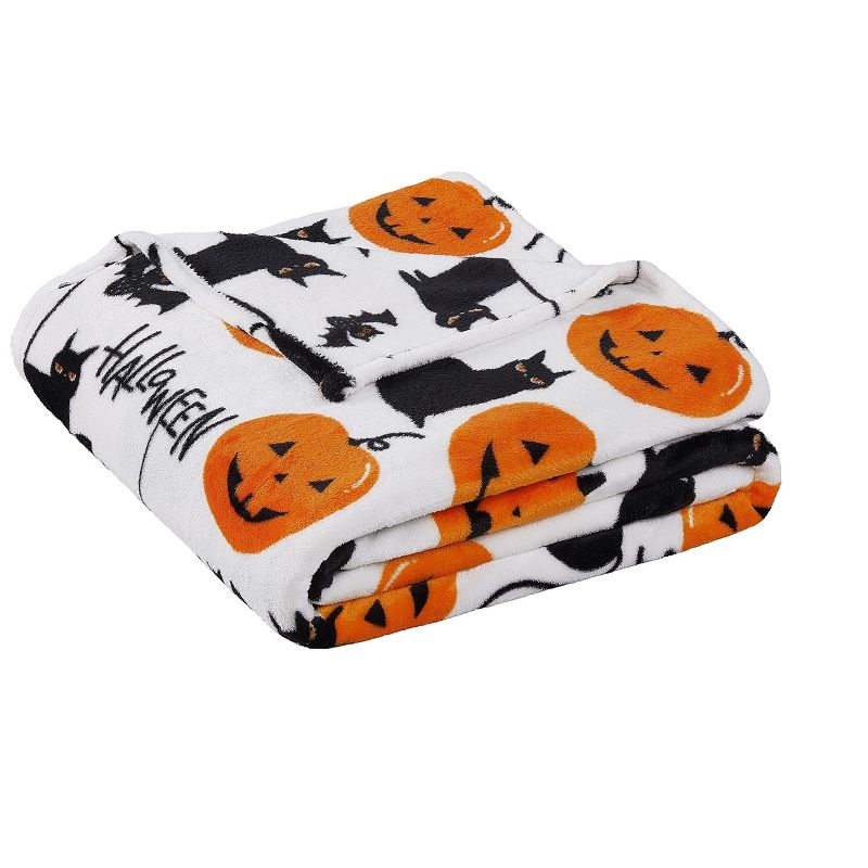 Kate Aurora Ultra Soft & Plush Oversized Halloween Spooky Cats, Bats & Jack O' Lanterns Accent Throw Blanket - 50 In. W X 70 In. L, 2 of 4