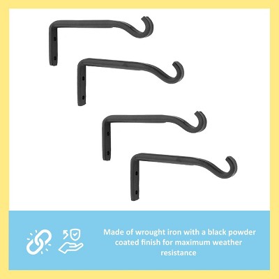 6" Black Wrought Iron Trellis Wall Brackets, Set of 4