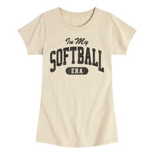 Girls' - Instant Message - In My Softball Era -Youth Girls Short Sleeve T-Shirt Fitted Short Sleeve Graphic T-Shirt - 1 of 4