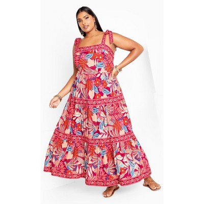 Women's Plus Size Paradiso Print Dress - pink | CITY CHIC