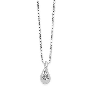 Black Bow Jewelry Diamond Cluster Teardrop Necklace in Rhodium Plated Silver, 18-20 Inch - 1 of 4