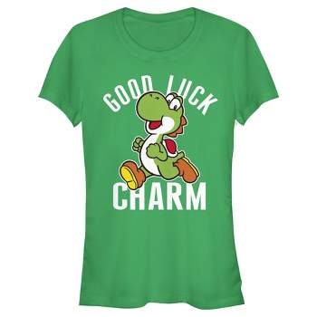 Juniors Womens Nintendo Super Mario Yoshi St. Patrick's Good Luck Charm T-Shirt