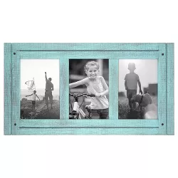 Collage Picture Frame in with Three Displays Textured Wood and Polished Glass for Wall and Tabletop - Americanflat