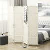 HOMCOM 4 Panel Room Divider, 6' Tall Folding Privacy Screen, Hand-Woven Freestanding Wood Partition for Home Office, Bedroom, White - image 2 of 4