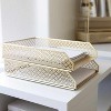 Blu Monaco Riviera Stackable Gold Paper Tray - Set of 2 - Letter Size - 4 of 4