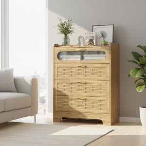 Homy Casa 4-Drawer Wood Dresser Storage Cabinet, Natural, MDF - 1 of 4