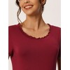 cheibear Women's Ruffle Round Neck Short Sleeve Loungewear Nightshirts - 4 of 4