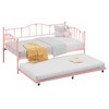 Metal Twin DayBed with Trundle, Sofa Bed Frame with Pull Out Trundle, Steel Slatted Support Platform Bed, Daybed for Bedroom Living Room Small Spaces - 3 of 4