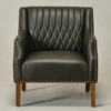 KINWELL Mid-Century Modern Top-Grain Genuine Leather Tufted Upholstered Armchair - 3 of 4