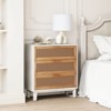 JIONJOY Artisan Distressed Nightstand - Fully Assembled Rattan & Wood 3-Drawer Dresser - 3 of 4