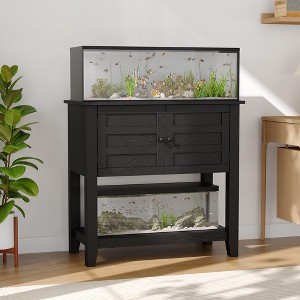 20-29 Gallon Aquarium Stand with Charging Station - 660LBS Heavy Duty Fish Tank Cabinet with Doors & Open Storage for Reptile & Turtle Tanks - 1 of 4