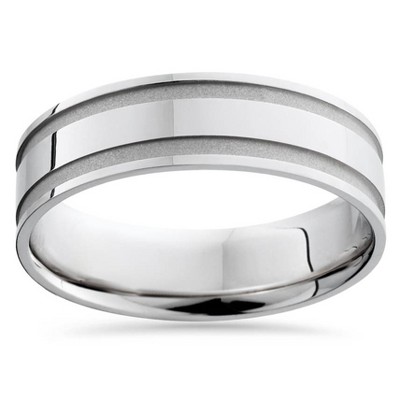 Pompeii3 Mens White Gold 6mm Polished Wedding Band