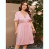 Clearlove Womens 2025 Plus Size Dresses Tunic Dress Short Sleeve V Neck Flowy Swing Mini Shift Dress - 2 of 4