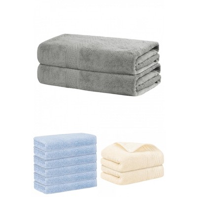REGALWOVEN Striped Soft Absorbent Bathroom Cotton Towel Set 3 Pcs
