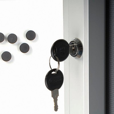 Large Silver Aluminum Enclosed Magnetic Bulletin Board with Lock & Key
