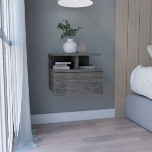 NicBex 1 Drawer Floating Nightstand,Wall Mounted Bedside Table with 2 Shelves,Modern Side Table for Bedroom - 1 of 4