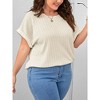 Womens Summer Tops Casual Solid Color Vertical Bat Sleeve Loose Short Sleeve Large Size T-Shirt - 3 of 4