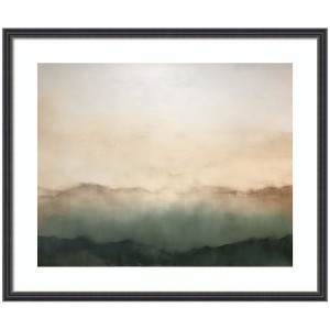 Kate and Laurel Framed Art Green Mountain Abstract I Horizontal by Amy Lighthall, 25x21, Stylish Black Narrow - 1 of 4