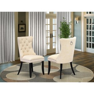 East West Furniture DAP2F23 Dallas Parson Kitchen Chairs - Button Tufted Nailhead Trim Beige Red faux Leather  Dining Chairs, Set of 2, linen white - 1 of 4