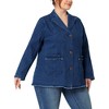 Agnes Orinda Women's Plus Size Fashion Work Formal Pockets Button-Down Casual Denim Blazers - 2 of 4