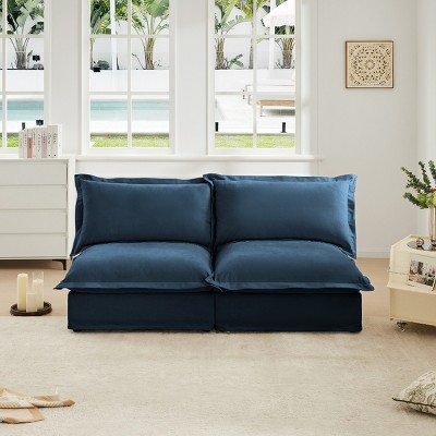 Upholstered Modular Sectional Sofa, 2 Seater Armless Sectional Sofa with Free Combination, Sectional Sofas with Chenille Fabric-Cuddlewood
