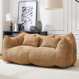 Kumasinova Chenille Bean Bag Chair for 2 People,Lazy Loveseat Sofa with High Resillence Foam for Living Room,Bedroom,Apartment,Coffee - 1 of 4