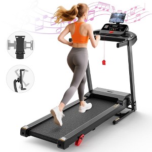 3HP Folding Electric Treadmill with Incline, App Control, Bluetooth Speaker & LED Display, 64 Programs - 1 of 4