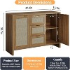 Acekool 47" Modern Rattan Sideboard Buffet Cabinet with Drawers & Doors, Boho Storage Credenza Console for Entryway, Living Room, Natural Oak Color - 2 of 4