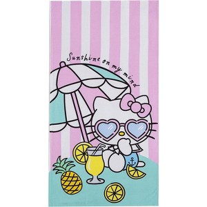 Northwest Hello Kitty Pink Beach Towel 27"x 54"" Wrinkle Free Lint Free Soft Absorbent Tropical Vacation - 1 of 2