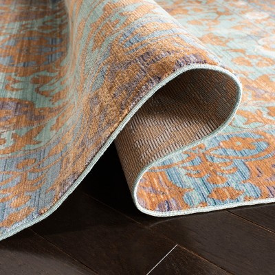 Valencia Blue and Gold Hand-knotted Synthetic Area Rug